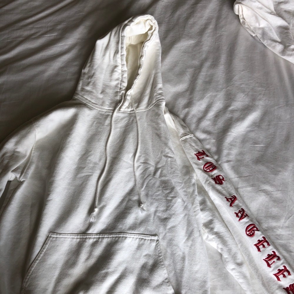 brandy melville los angeles red and white hoodie